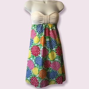 Lilly Pulitzer Size XSmall White Sleeveless Top Empire Waist Dress Floral Print